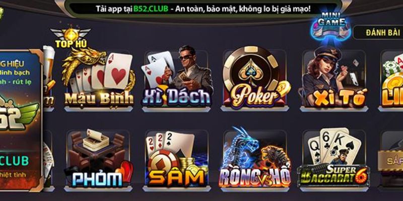 Tham gia trò chơi đa dạng tại B52, nơi bạn có thể tham gia vào những trò chơi bài cổ điển, những mini game thú vị